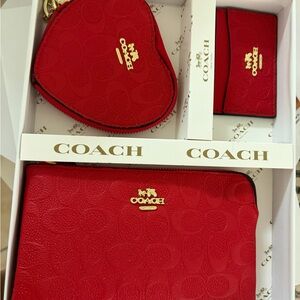 Coach Red Clutch and Wristlet Set